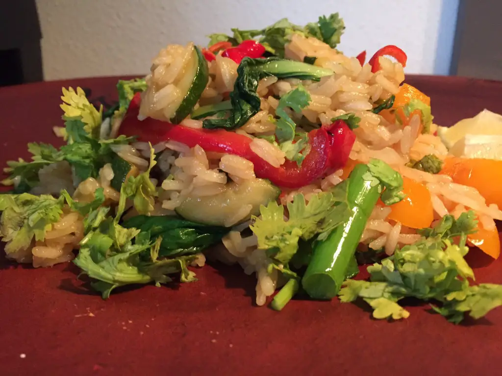 fried rice deluxe: gebratener Reis mit Gemüse - schnell gemacht und leicht und lecker