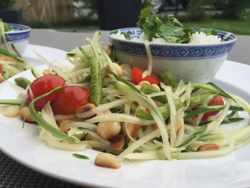 Ich esse ihn am liebsten in Begleitung mit einer Portion Jasminreis: Green Papaya Salad