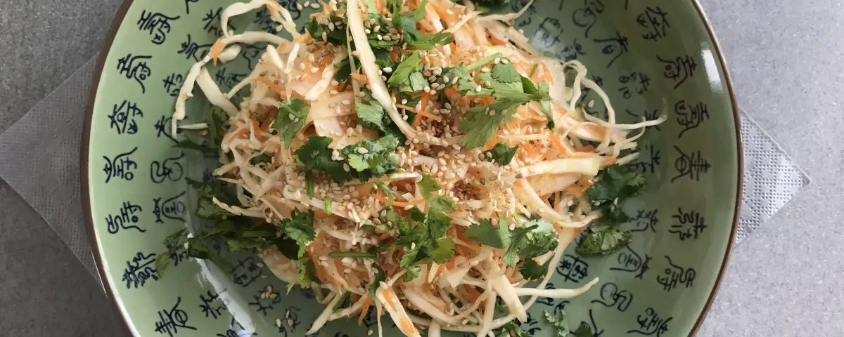 asiatischer salat mit karotten, sesam und Koriander